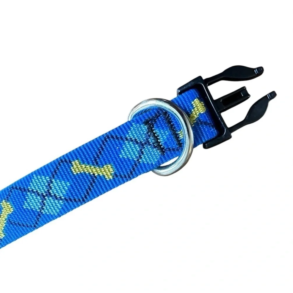 New LupinePet Blue Argyle Adjustable Nylon Dog Collar Breakaway Buckle Sm 8”-12”